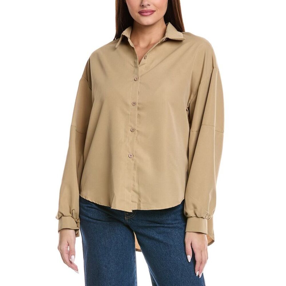 Madison Miles Womens  Button Shirt, Tan